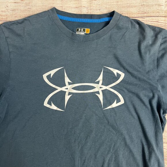 Under Armour Mens Blue Gray Performance Tee Size Medium Athletic Workout Shirt - Picture 2 of 6